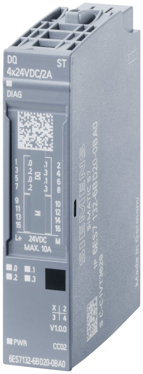 Siemens 6es71326bd200ba0 Simatic Et 200sp Digitales Ausg.Modul Dq 4x24vdc 2a