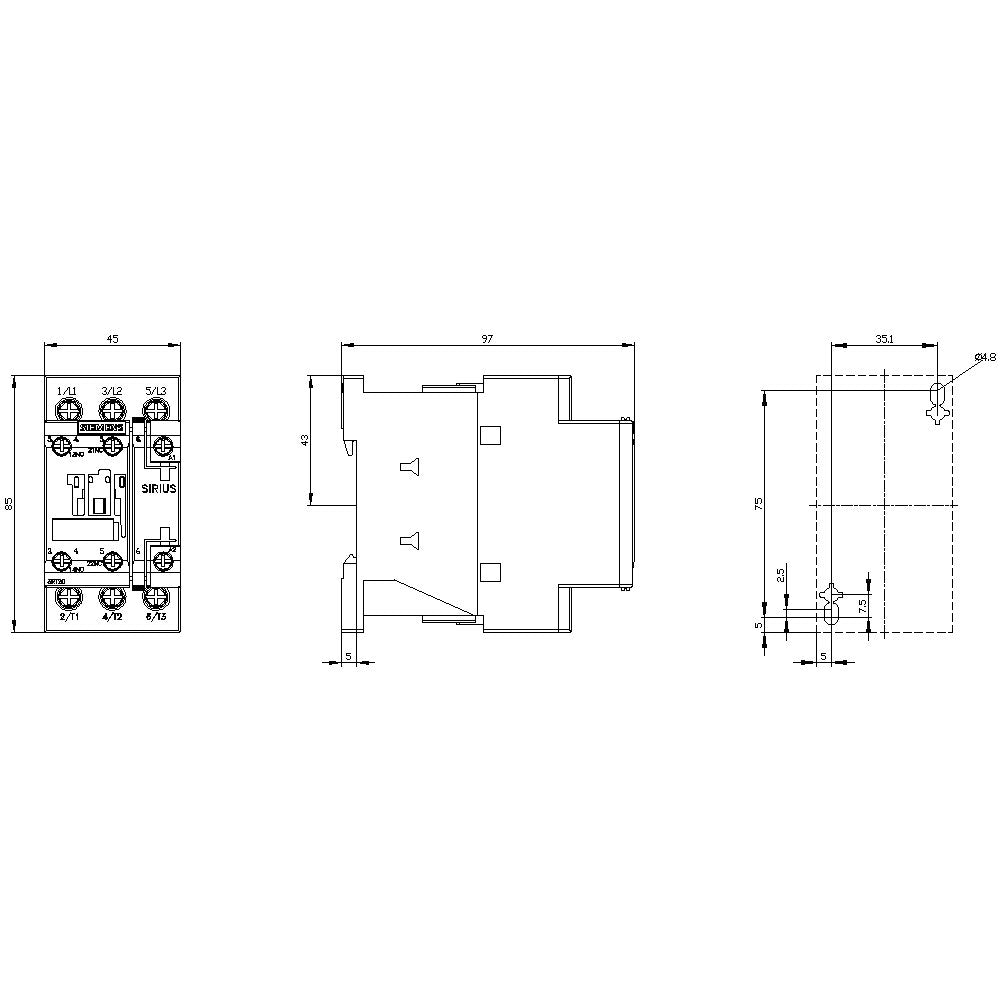 Siemens 3rt20261ap00 Schtz Ac-3 11kw 400v 1s+1 230vac 50hz 3p S0
