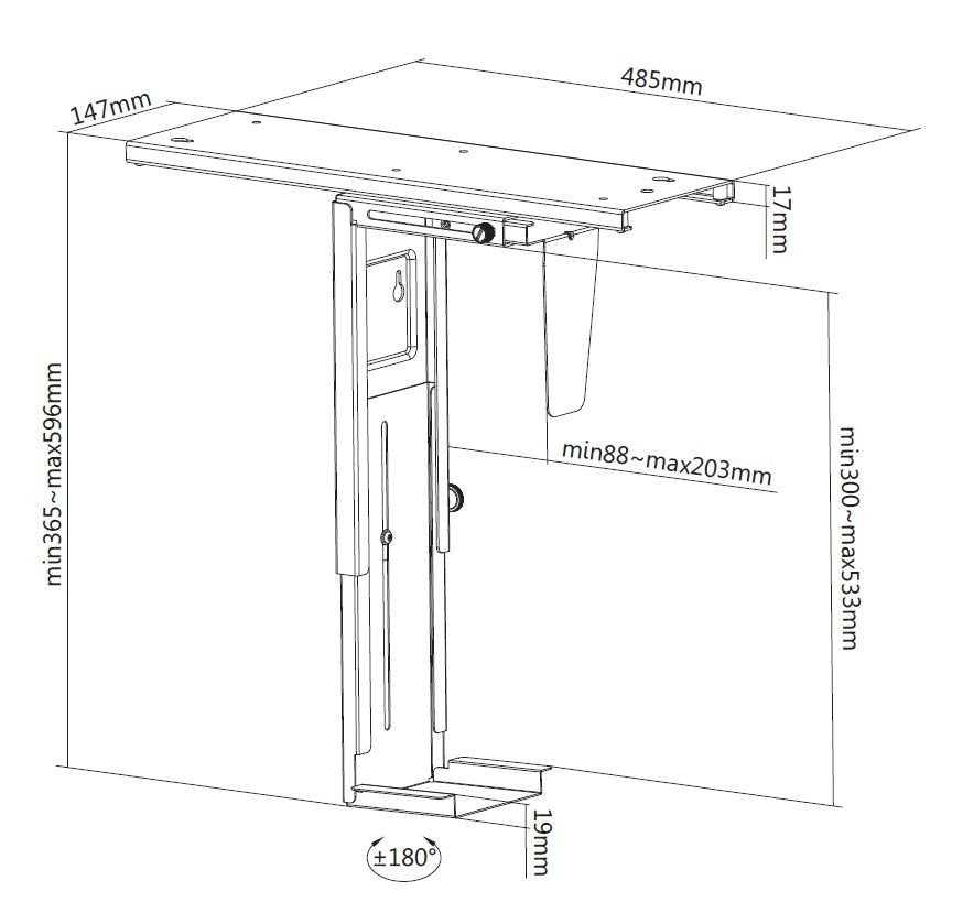 EAN 4015867222188 - Equip 650892 soporte de CPU Soporte para instalación de CPU bajo mesa Negro imagen 7