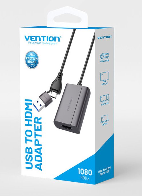 EAN 6922794776920 - Vention ACYHB cambiador de género para cable USB-C + USB-A HDMI Gris imagen 2