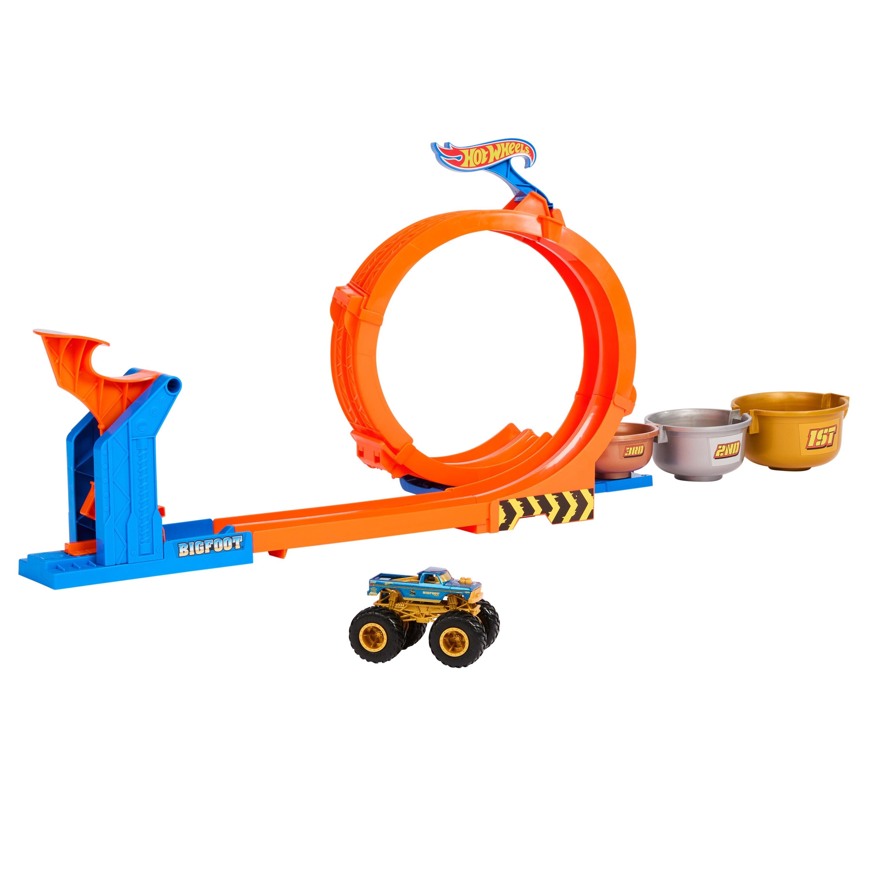Hot Wheels Hot Wheels Monster Trucks Desafío Loop & Flip 2 En 1, Pista De Carreras   Jbx64