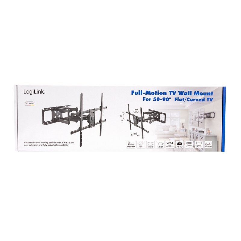 Logilink Soporte De Pared Para Tv, 50 90", Inclinable, Giratorio, 75 Kg
