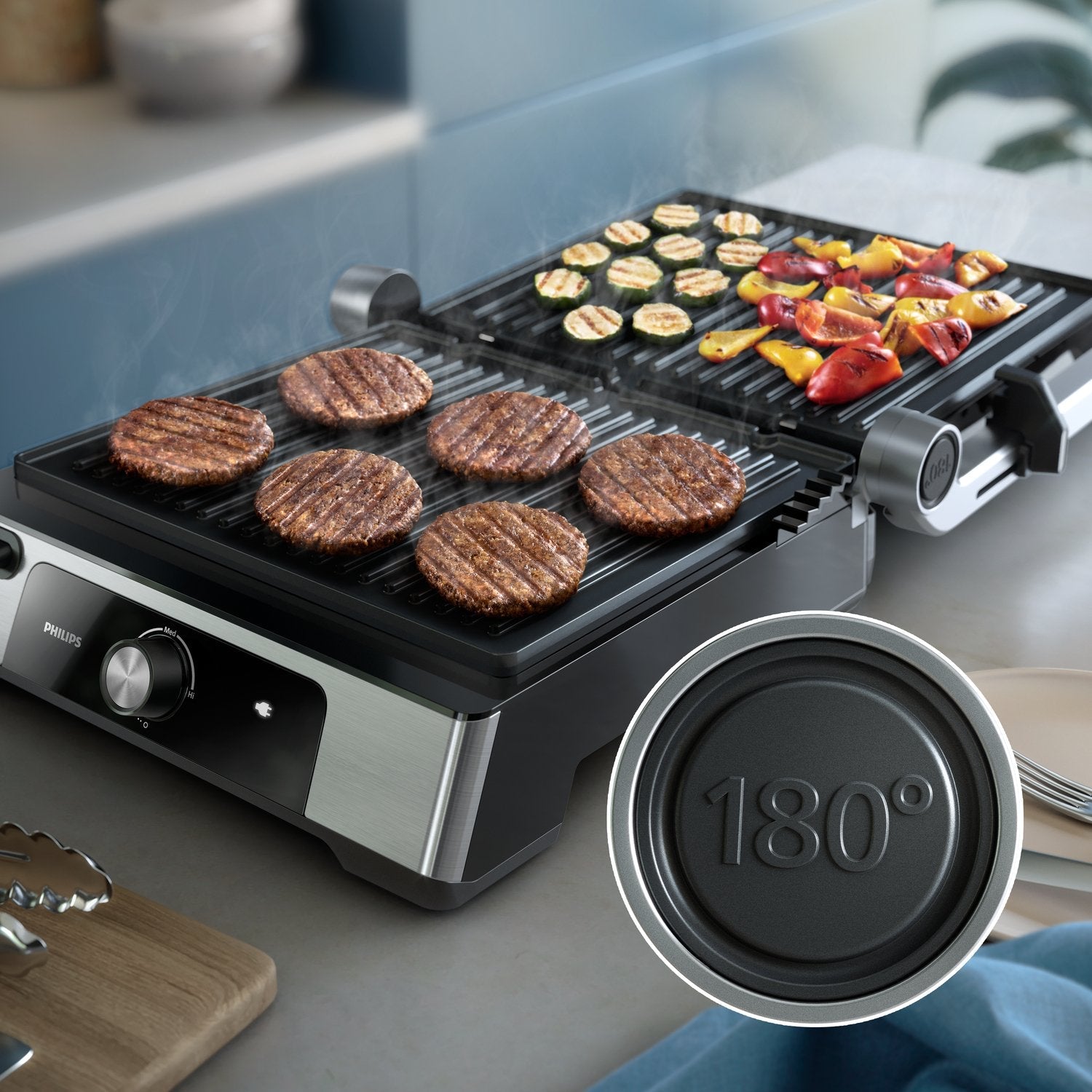 Philips Hd6301 90 5000 Series Contact Electric Grill, 2200 W, Black
