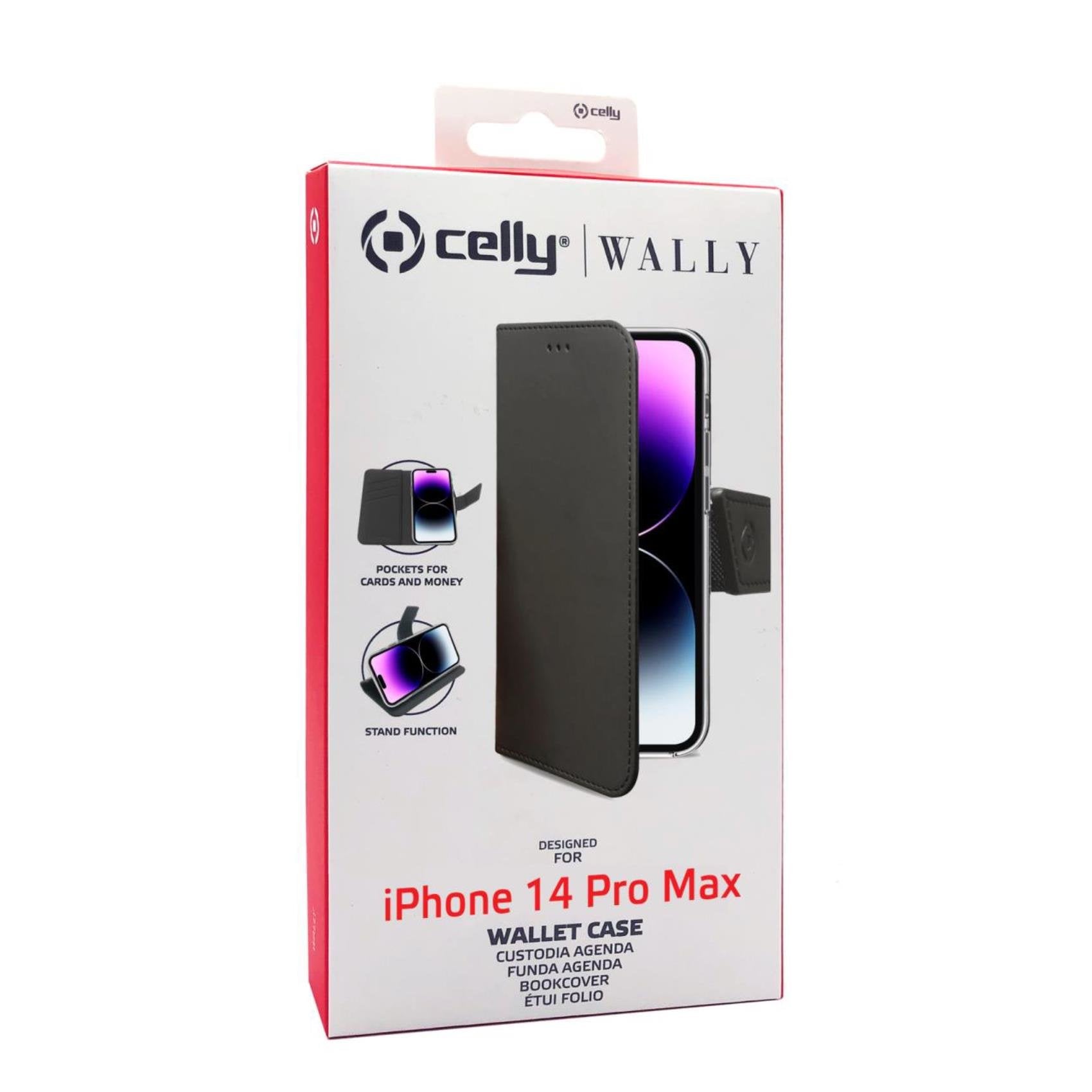 Case Celly Iphone 14 Pro Max Wallet Case Black Wally1027
