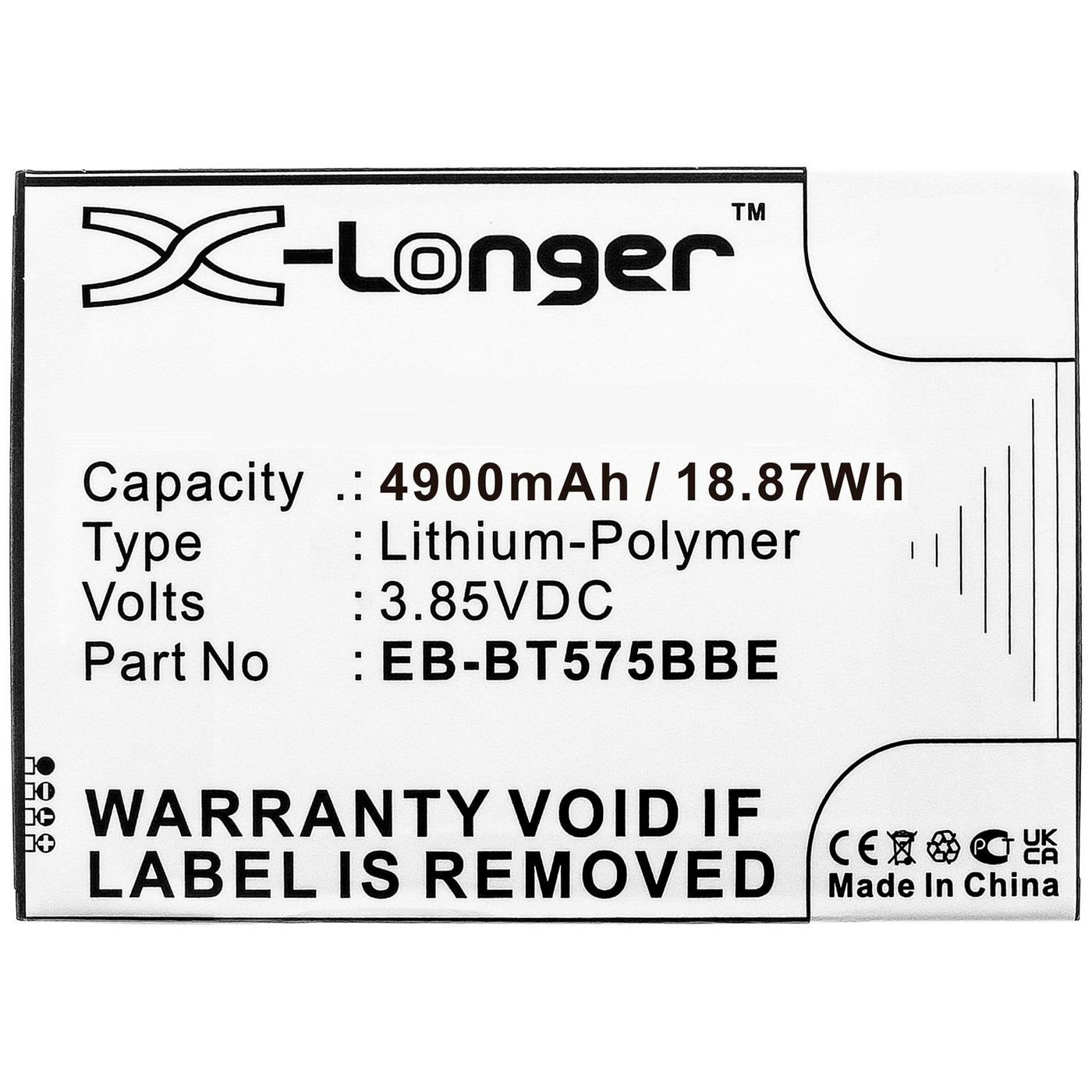 Battery 19wh Li-Polymer 3.85v  4900mah, Black For Samsung