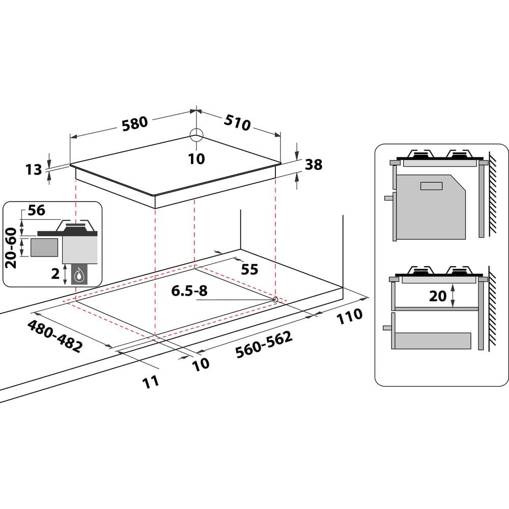 EAN 8003437625657 - Whirlpool TGML 660 NB Antracita Integrado 58 cm Encimera de gas 4 zona(s) imagen 2