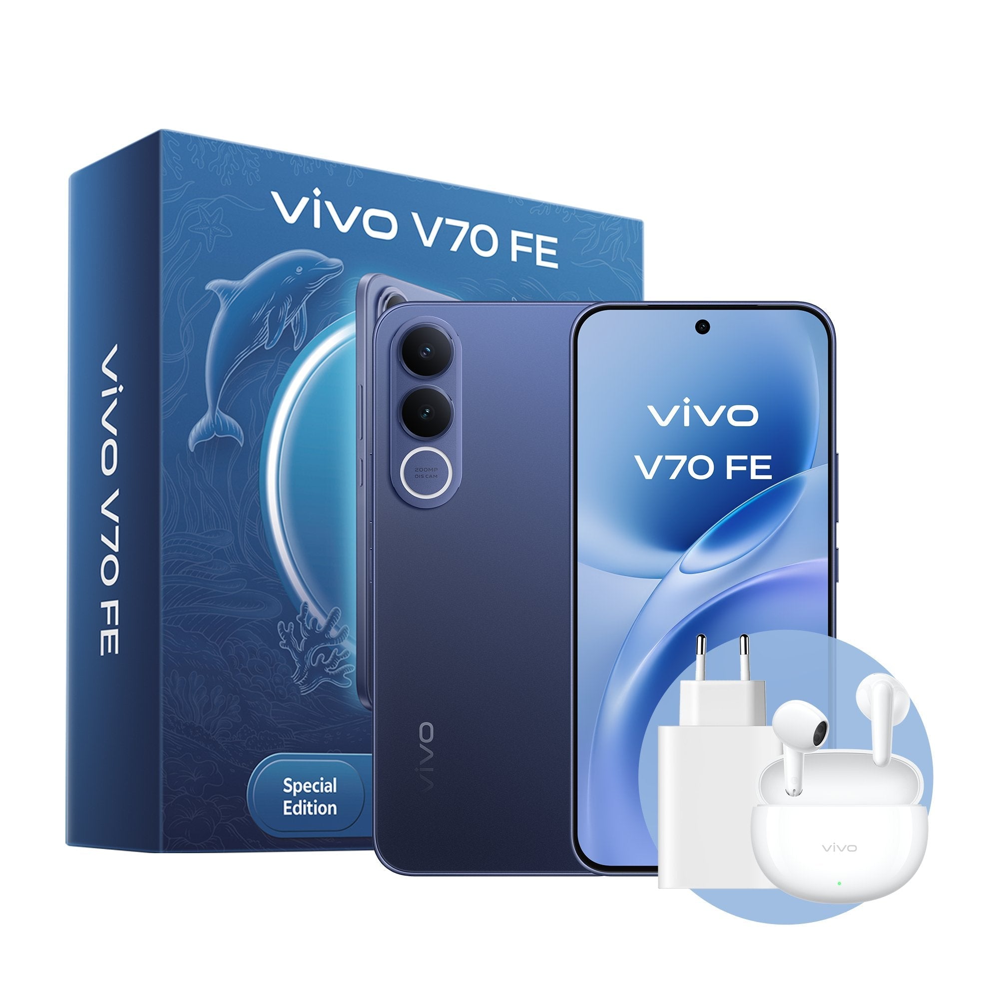 Smartphone Vivo V70 Fe 8gb 512gb 6.83' 5g Azul Incluye Cargador + Auriculares