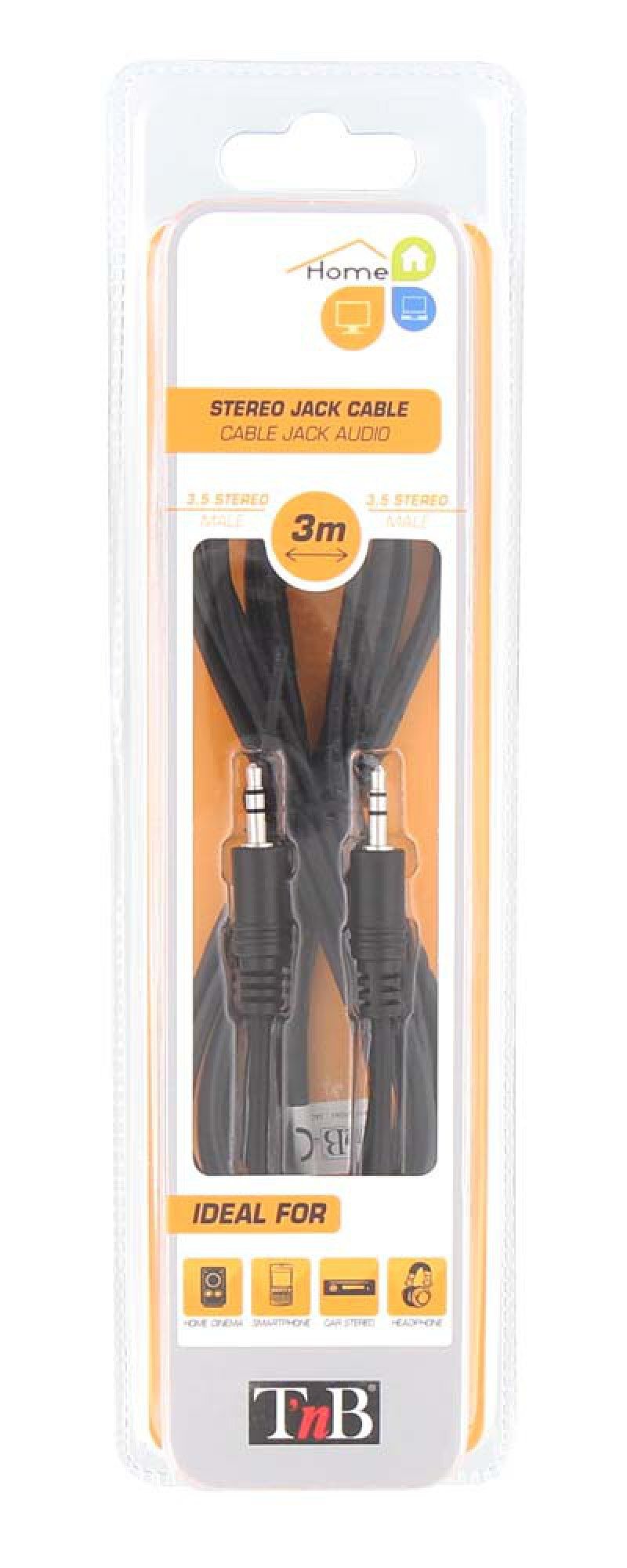 Cable Audio Jack 3,5mm T Nb M/M 3m (Negro)