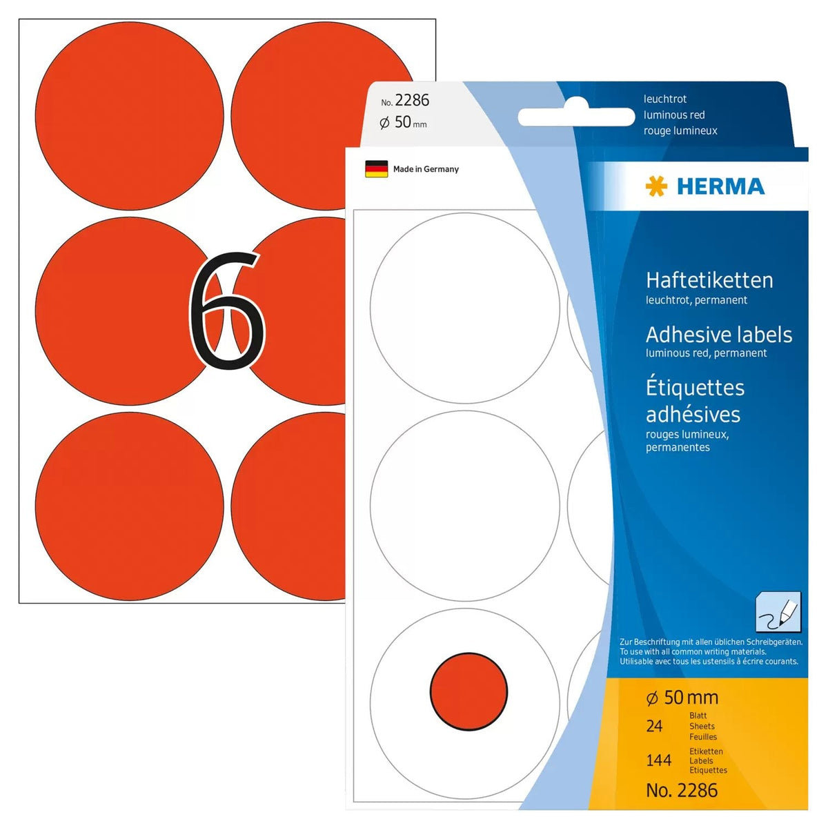 Herma 2286 Etiqueta Autoadhesiva Círculo Rojo 144 Pieza(S)