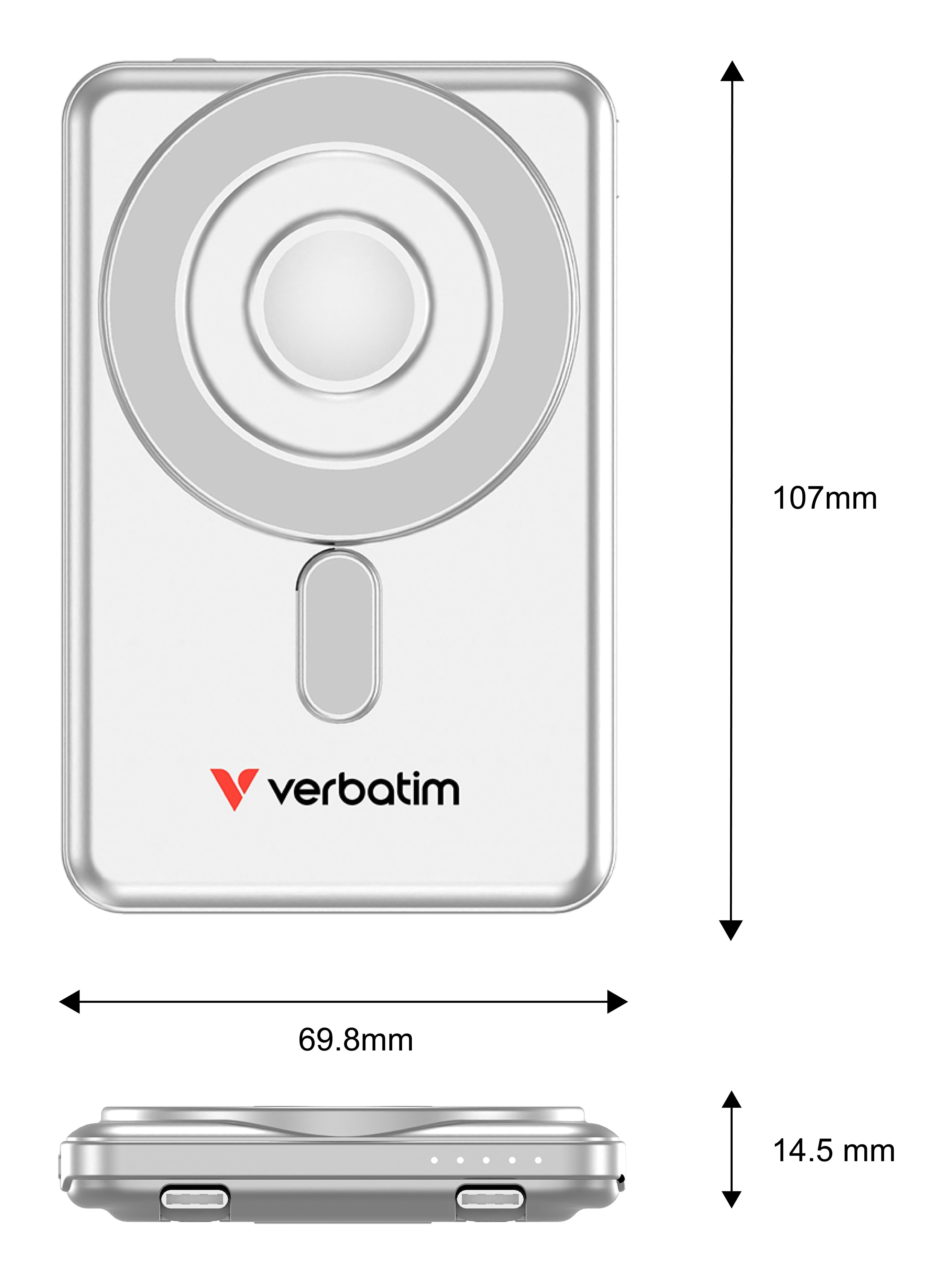 Verbatim Charge ´N´ Go 2 Usb-C Cables 5000 Power Bank Silver