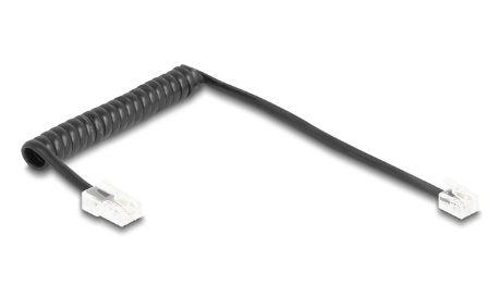Delock Telefoncable   Spiralcable Rj11 Stecker Zu Rj45 Stecker Schwarz 1 M