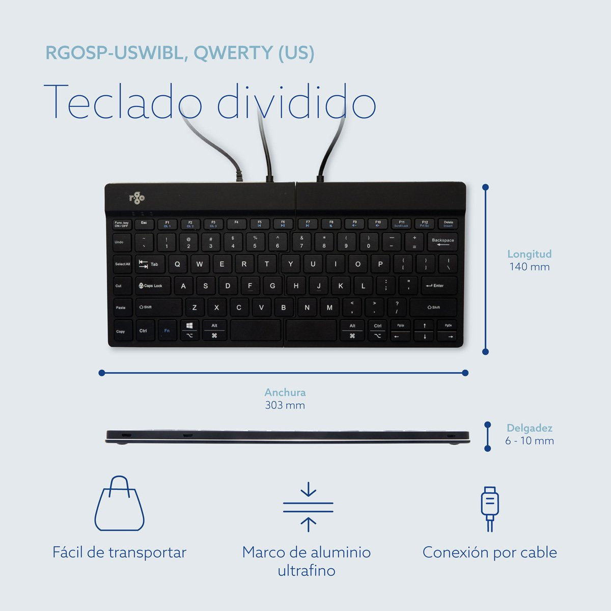 EAN 8719274490753 - R-Go Tools RGOSP-USWIBL teclado Oficina USB Inglés de EE. UU. imagen 13