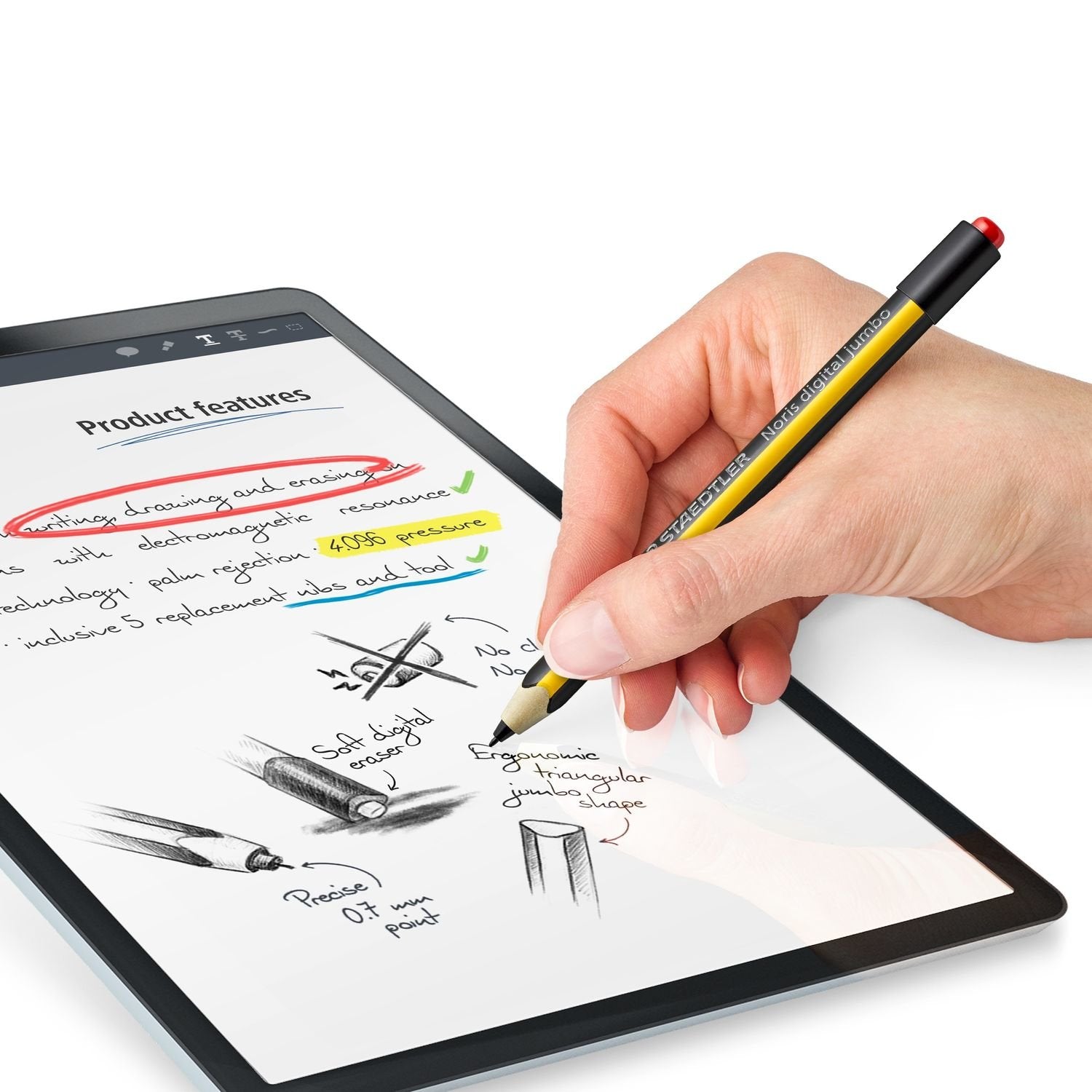 Staedtler Noris Digital Jumbo Pack De Lapiz Digital + 5 Puntas De Recambio - Superficie Antideslizante - No Necesita Carga