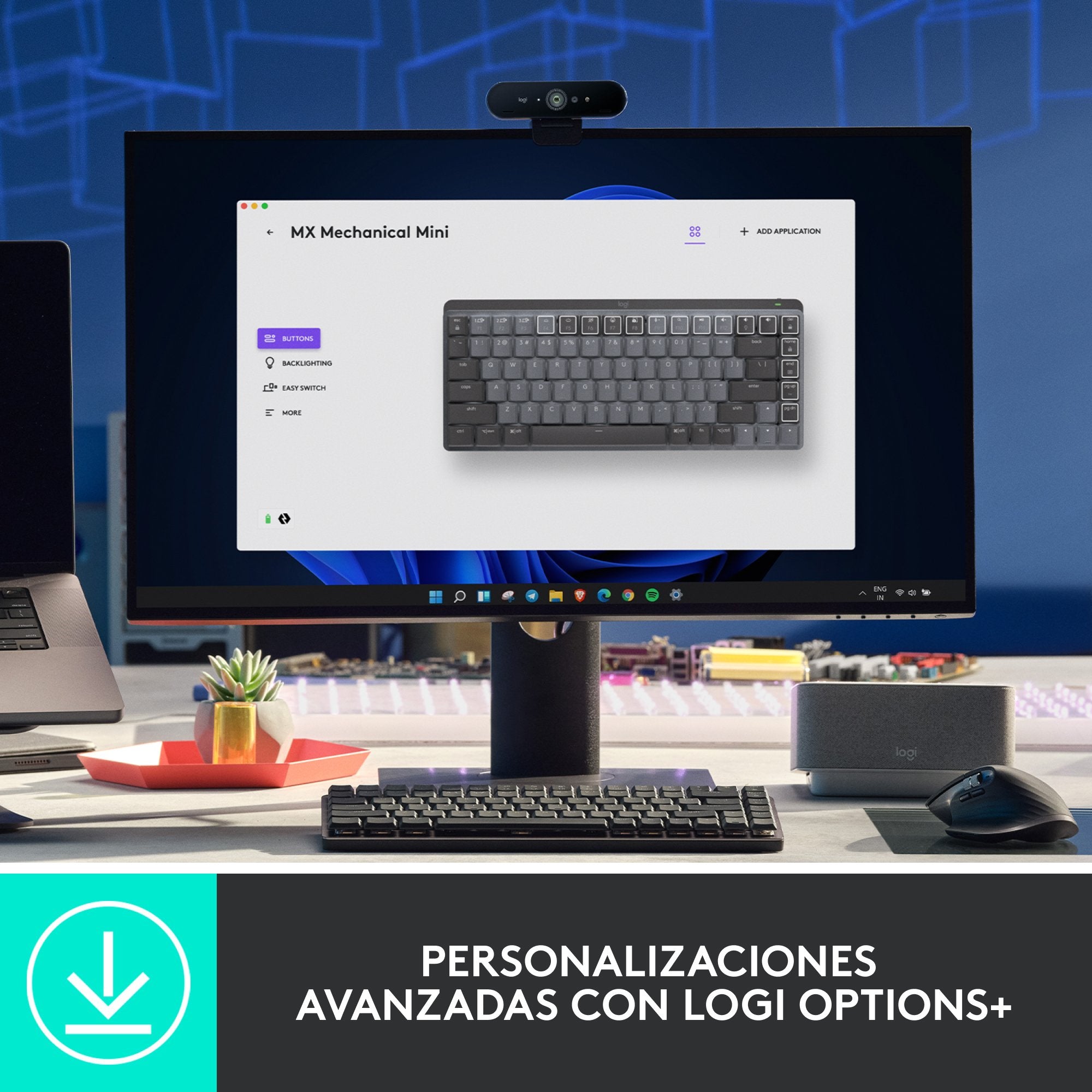 Logitech Mx Mini Mechanical Teclado Rf Wireless + Bluetooth Qwerty Internacional De Ee.Uu. Grafito, Gris