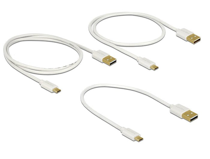 Delock 83679 Set 3 Cables Usb 2.0 Usb A Micro-Usb B Blanco