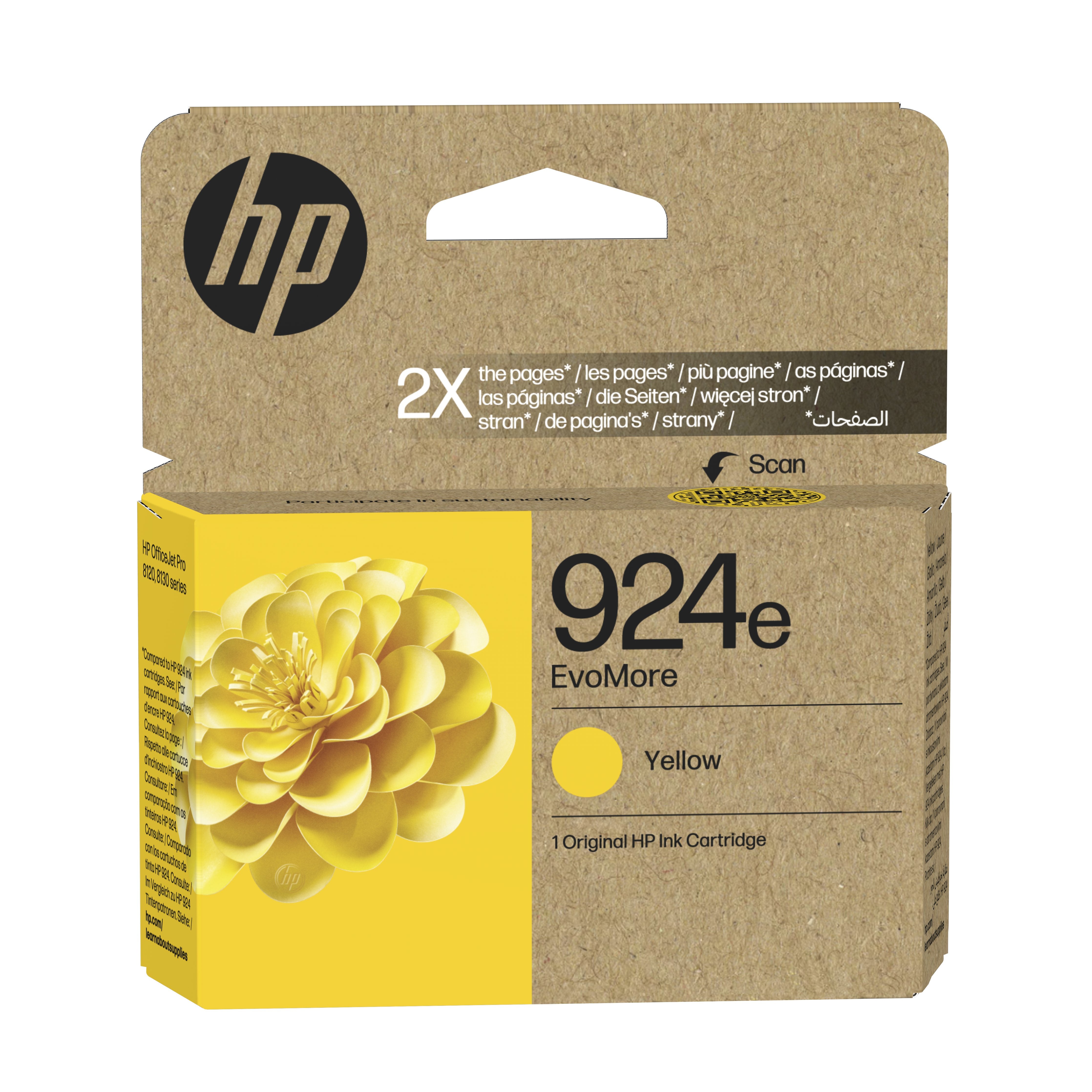 EAN 0196786147487 - HP 924e EvoMore Yellow Original Ink Cartridge cartucho de tinta 1 pieza(s) Alto rendimiento (XL) Amarillo imagen 1