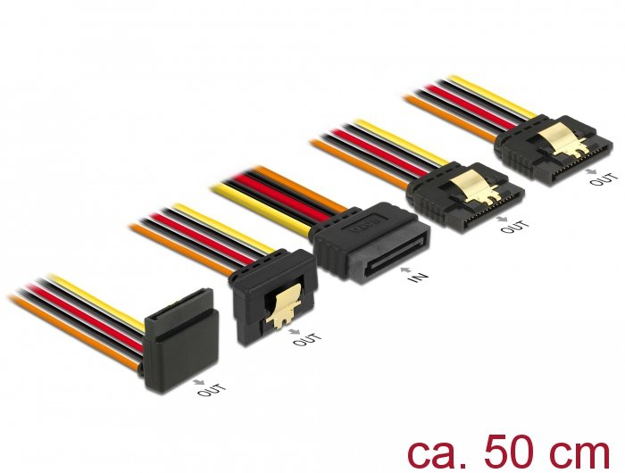 EAN 4043619601493 - DeLOCK 60149 cable de SATA 0,5 m SATA de 15 pines 4 x SATA de 15 pines Negro, Naranja, Rojo, Amarillo imagen 2
