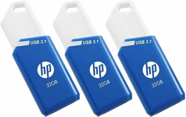 Hp Pendrive X755w 32gb Retráctil Usb 3.1 C/Ranura Para Colgar Azul -Pack 3u-