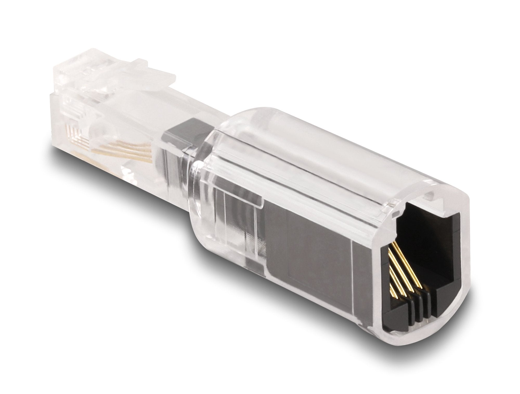 Delock 88168 Cable Telefónico Adaptador Antitorsión Rj10 Macho A Rj10 Hembra Transparente / Negro