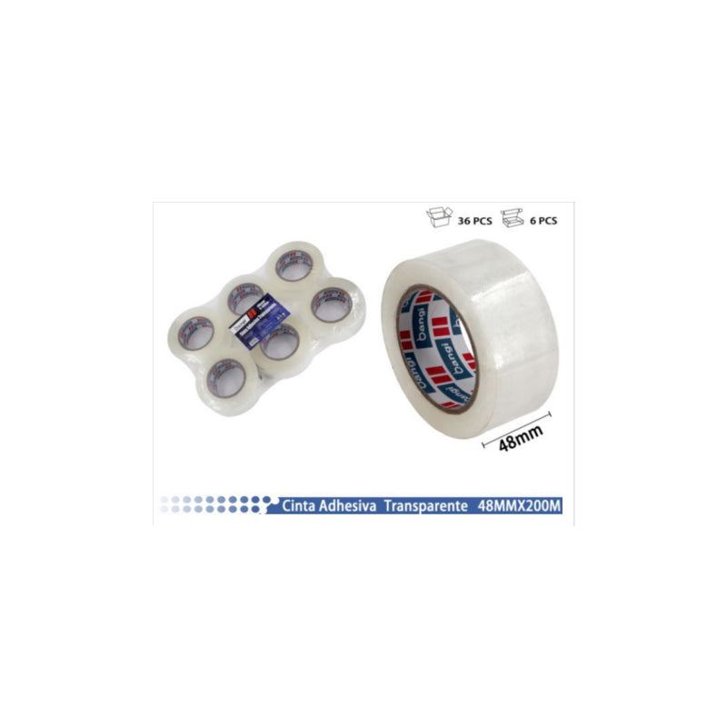 6x Cinta Adhesiva Transparente 48mmx200m