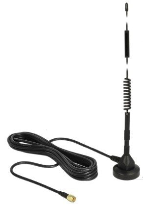 Delock Antena Lte Macho Sma 5 Dbi Omnidireccional Fija Con Base Magnética Y Cable De Conexión (Rg-174, 3 M) Para Exteriores Negro