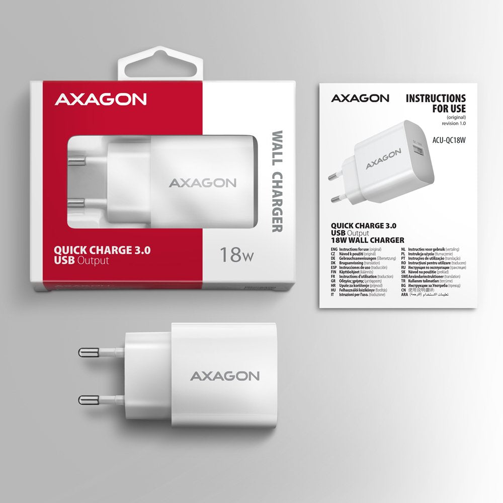Cargador De Pared Acu-Qc18w  Qc 18w 1 Puerto Usb-A Blanco