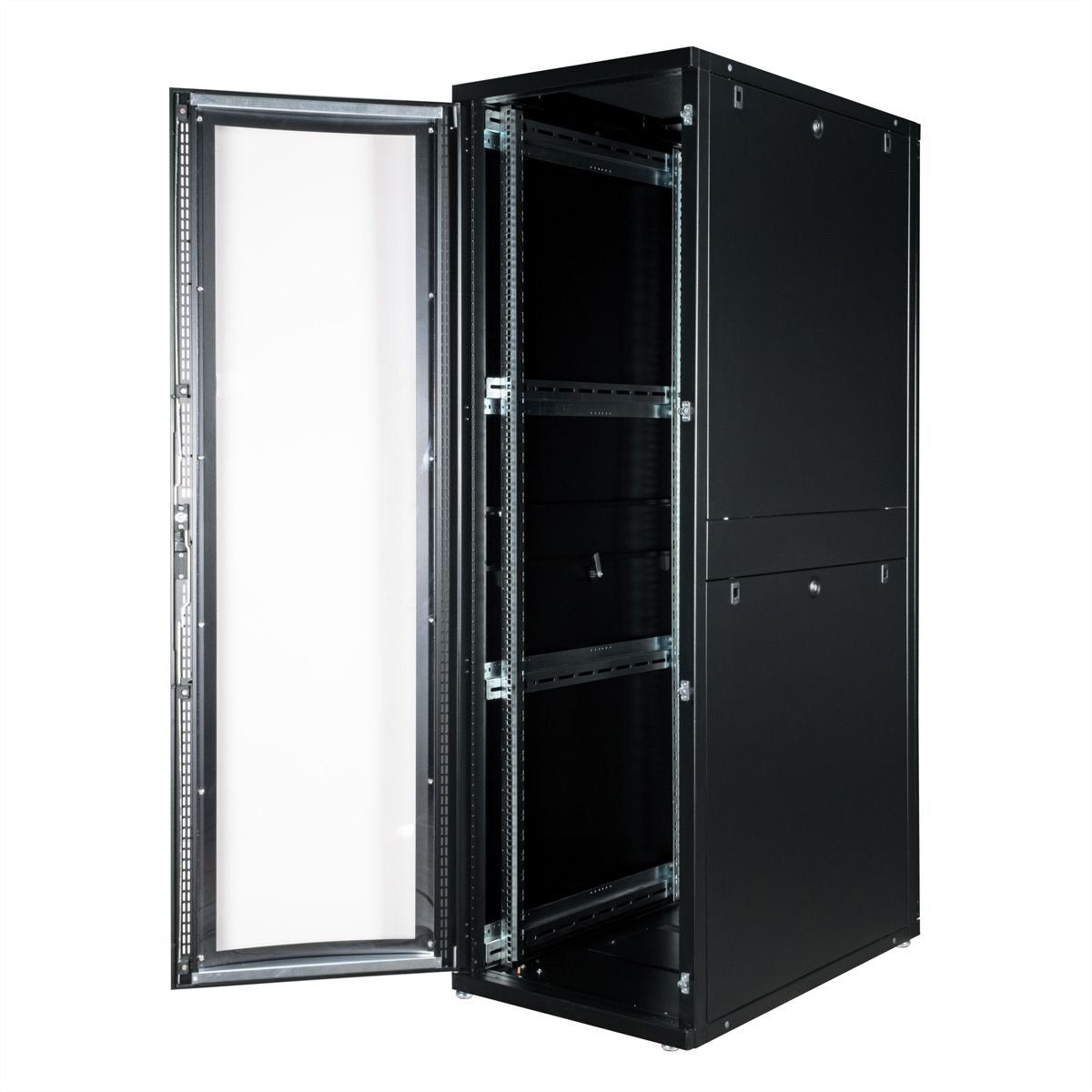 Roline 19-Zoll Serverschrank Pro 42 He, 600x1000 Bxt Schwarz Plexiglas