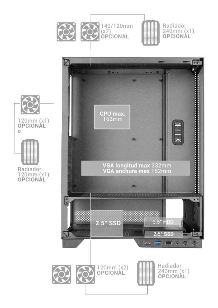EAN 8435693113195 - Mars Gaming MC-PULSARW Midi Tower Blanco imagen 4