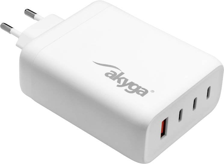 Akyga Wall Charger Ak-Ch-24 140w 3x Usb-C + Usb-A Pd Gan 5-28v 1.5-5a White