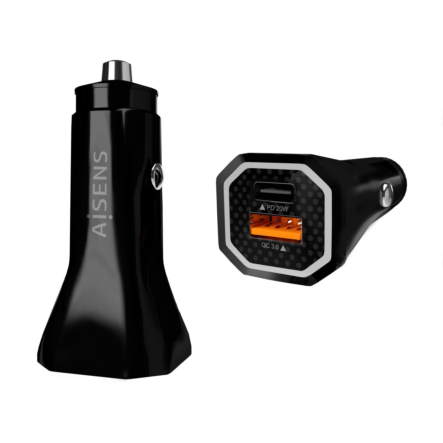 EAN 8436574708028 - AISENS ASCH-CAR2PQC-BK cargador de dispositivo móvil Universal Encendedor de cigarrillos Carga rápida Aut imagen 1