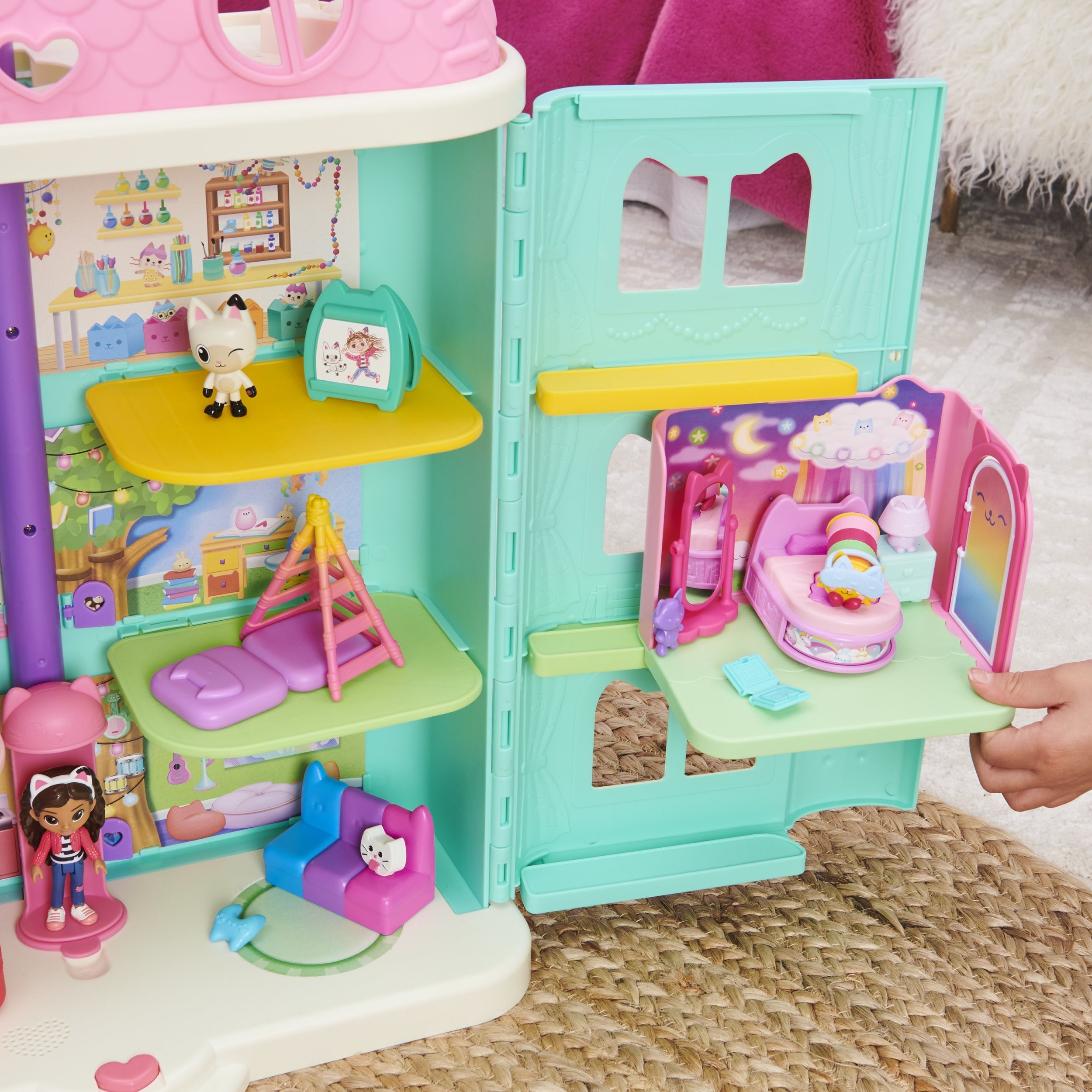 Spin Master Gabby'S Dollhouse Deluxe Room Figura De Juguete Para Dormitorio Con Gato De Peluche Almohada Figura De Gato 6062037