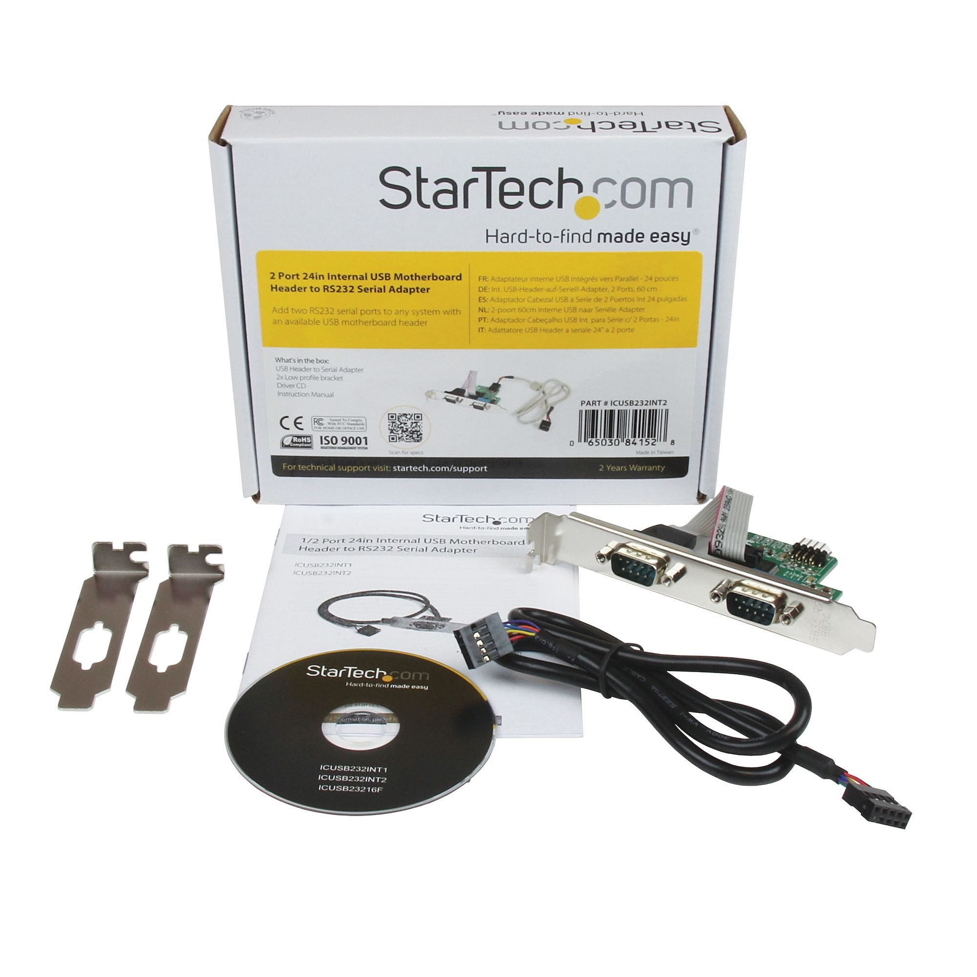Startech.Com Adaptador Bracket De Placa Base Interna Usb A 2 Puertos Serie - Db9 Rs232