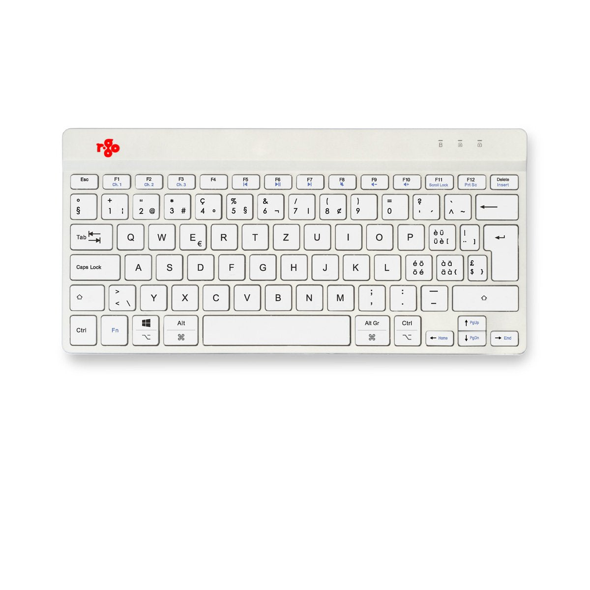 R-Go Compact Break Keyboard,  Qwertz (Ch), Bluetooth, White