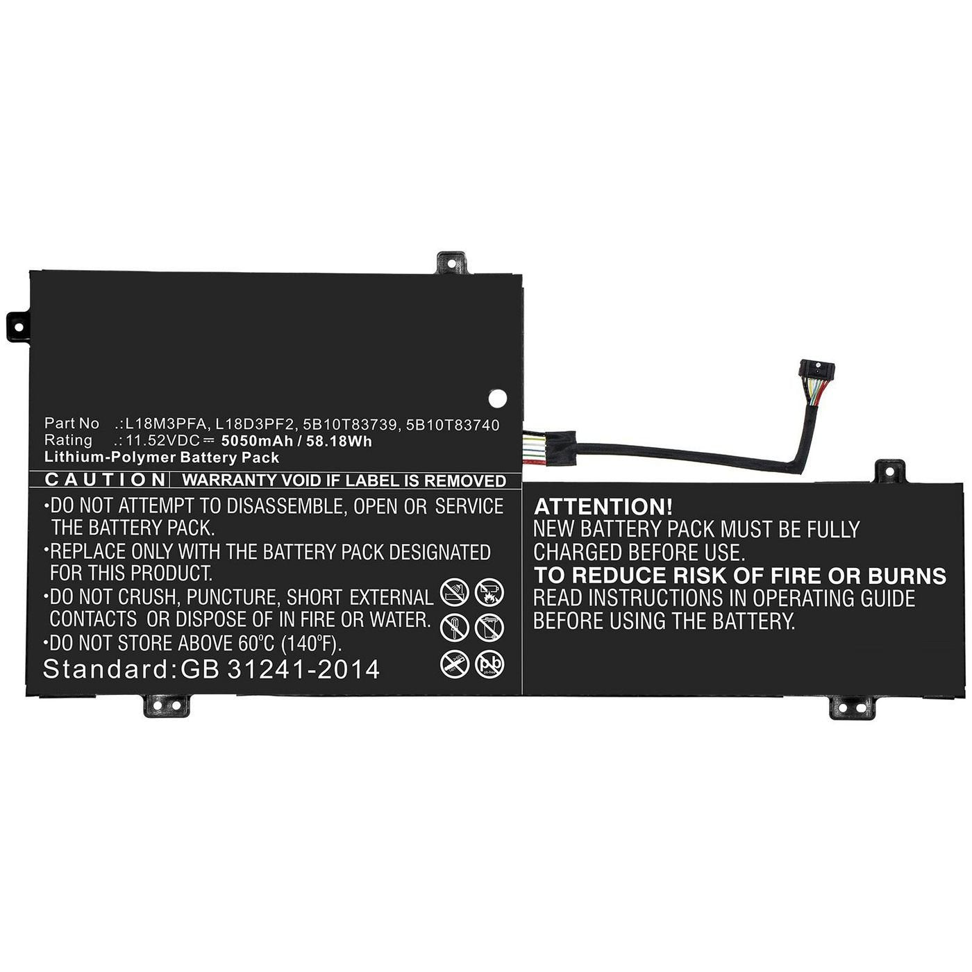 Laptop Battery For Lenovo 58.18wh Li-Pol 11.52v 5050mah