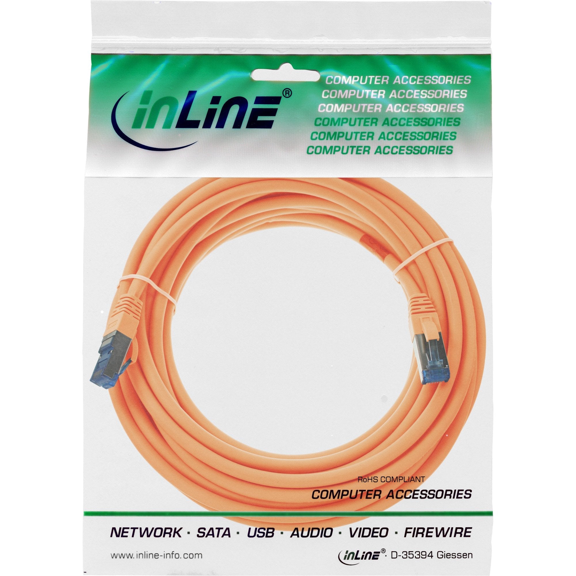 Cable De Red Inline S/Ftp Pimf Cat.6a Libre De Halógenos 500mhz Naranja 5m