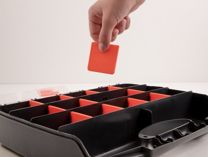 Sortimentsbox Mit 17 Fächern 320 X 255 X 60 Mm Naranja   Schwarz