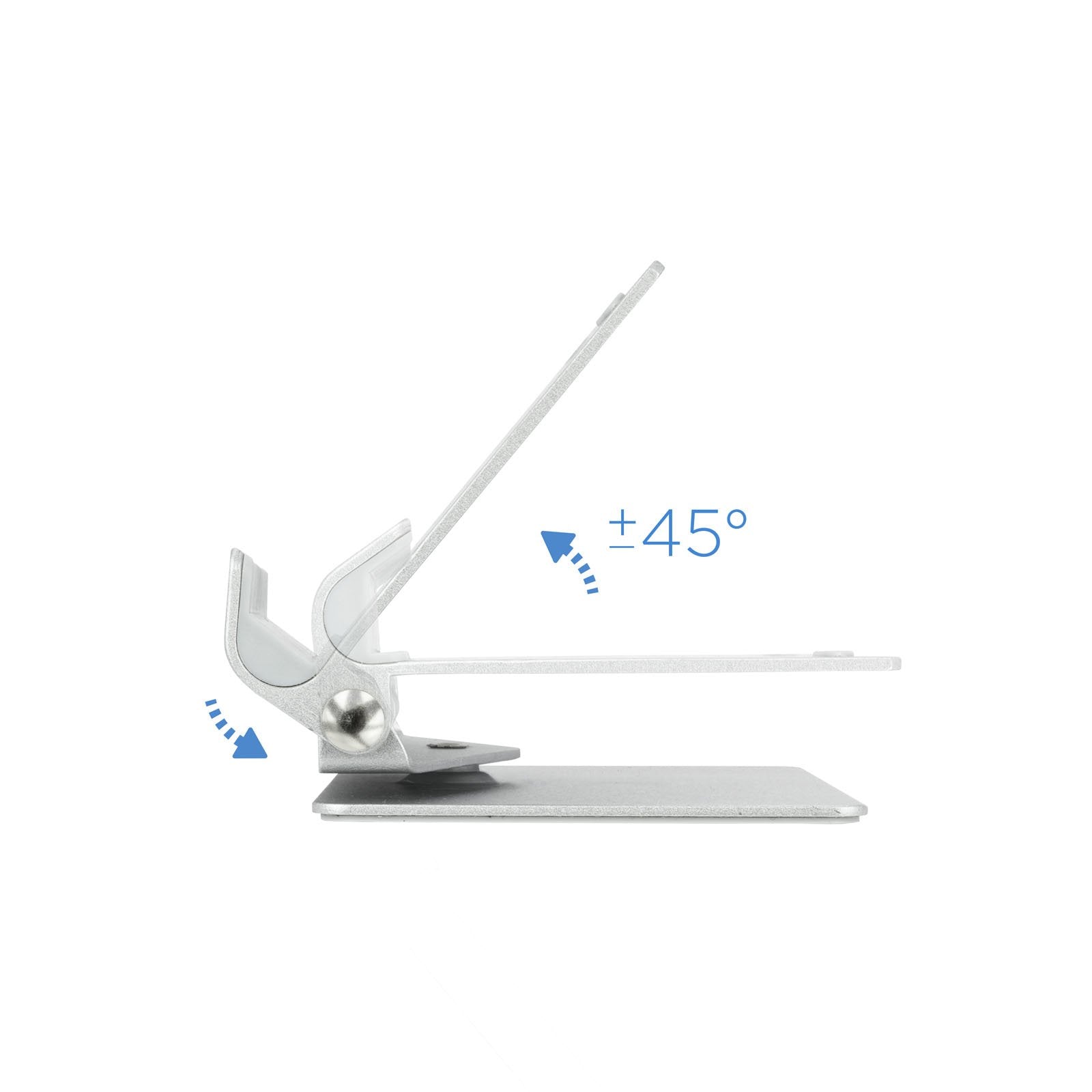 Tooq Soporte De Sobremesa Para Tablet Hasta 10" - Inclinable Y Giratorio - Base Antideslizante - Plata