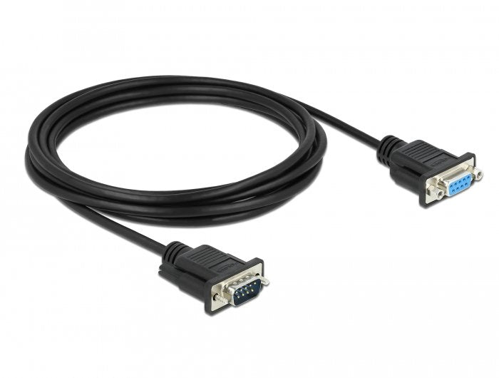 Delock Rs-232 Cable Seriell D-Sub9 Stecker Zu Buchse Nullmodem Mit Schmalem Steckergehäuse 3 M