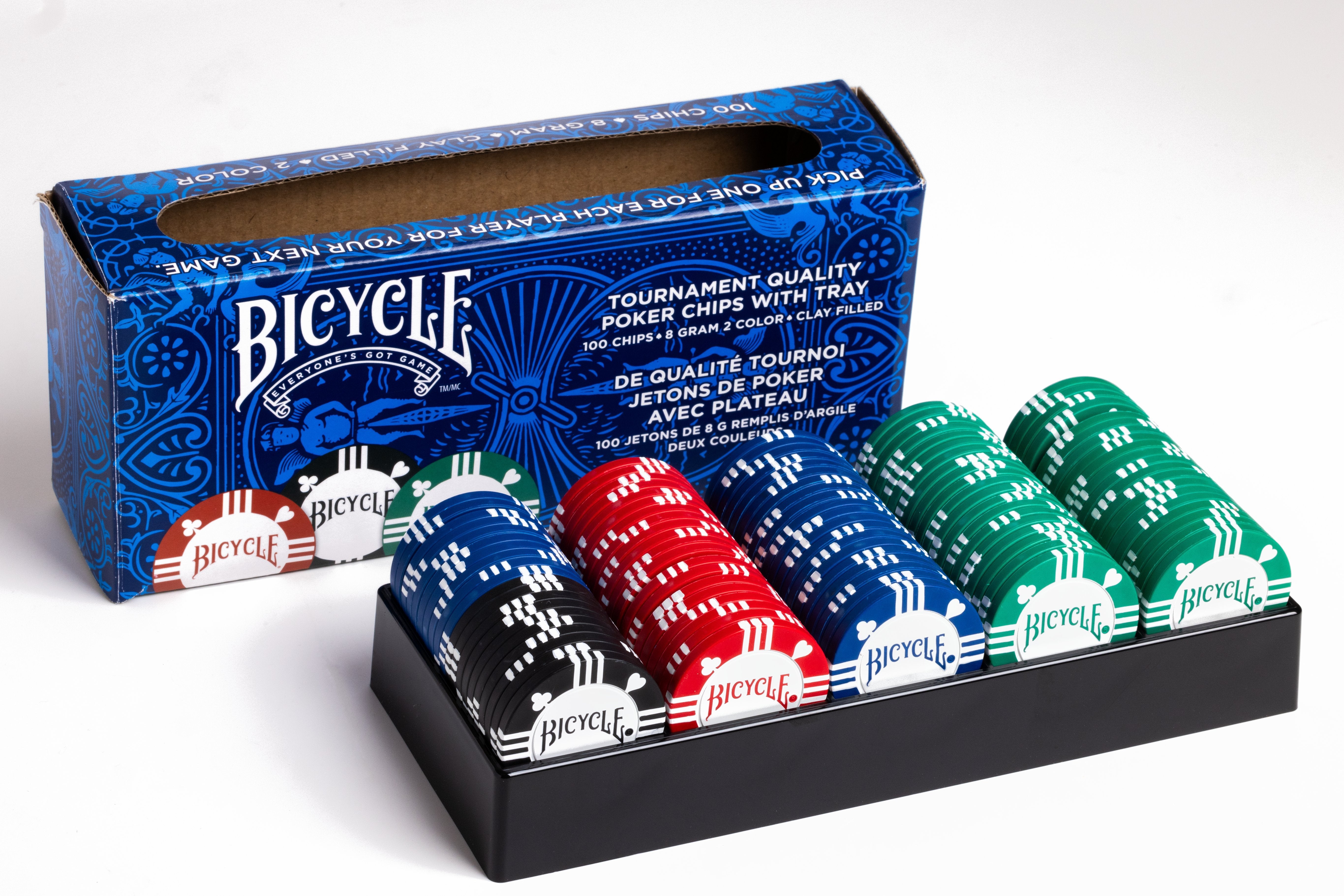 EAN 0073854010716 - Bicycle 8G CLAY CHIPS (100 pcs) Fichas de póquer imagen 1