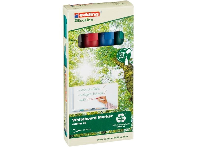 EAN 4004764918263 - Edding 28-E4 marcador permanente Punta fina Negro, Azul, Verde, Rojo 4 pieza(s) imagen 1