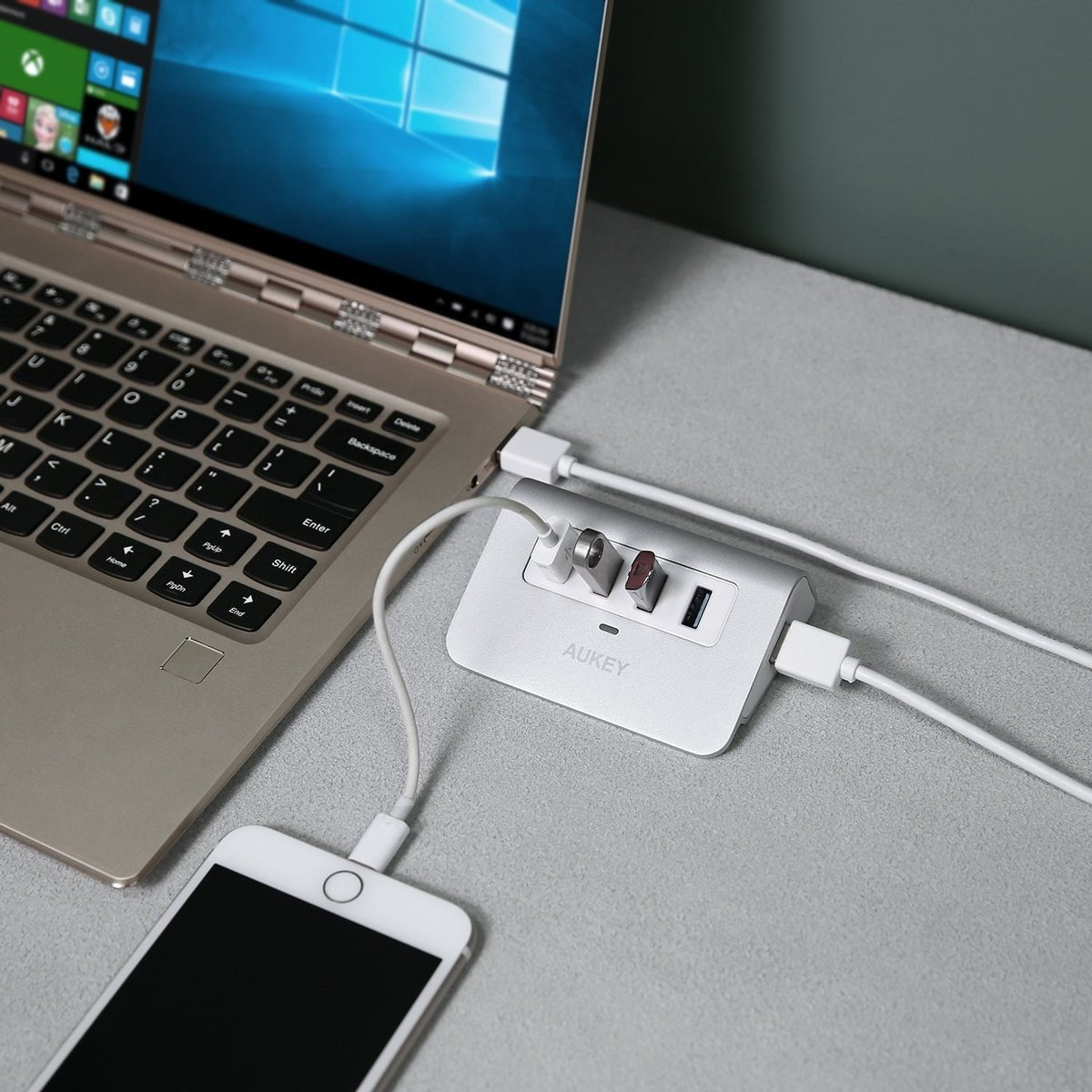 Aukey Cb-H5 Aluminium Hub Usb-A  4in1  4xusb 3.0  5gbps