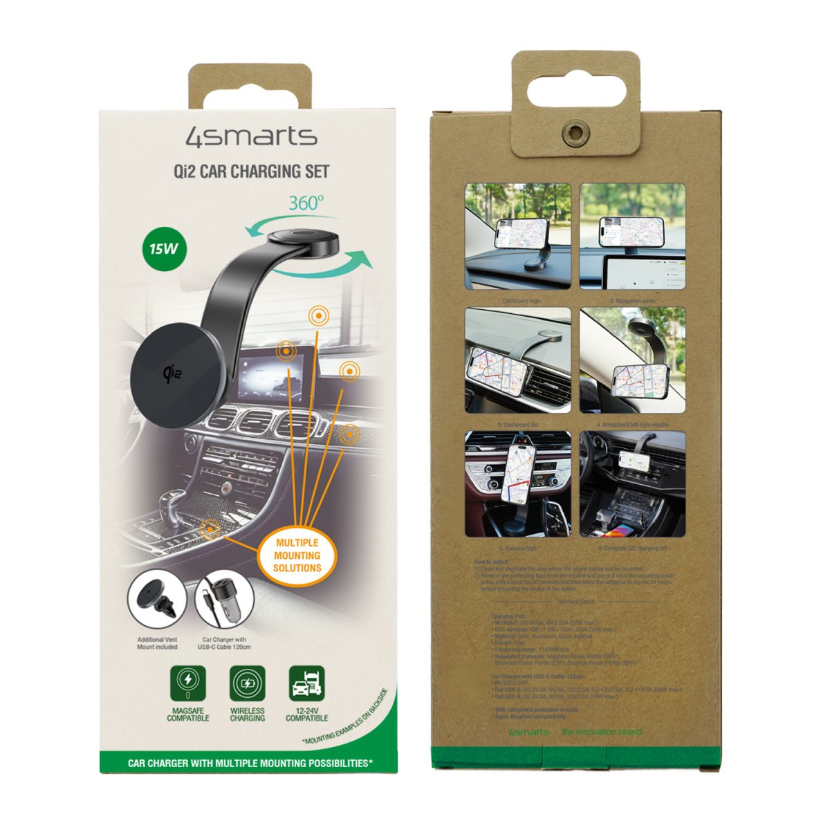 4smarts Qi2 Universal Gris Encendedor De Cigarrillos Cargador Inalámbrico Auto