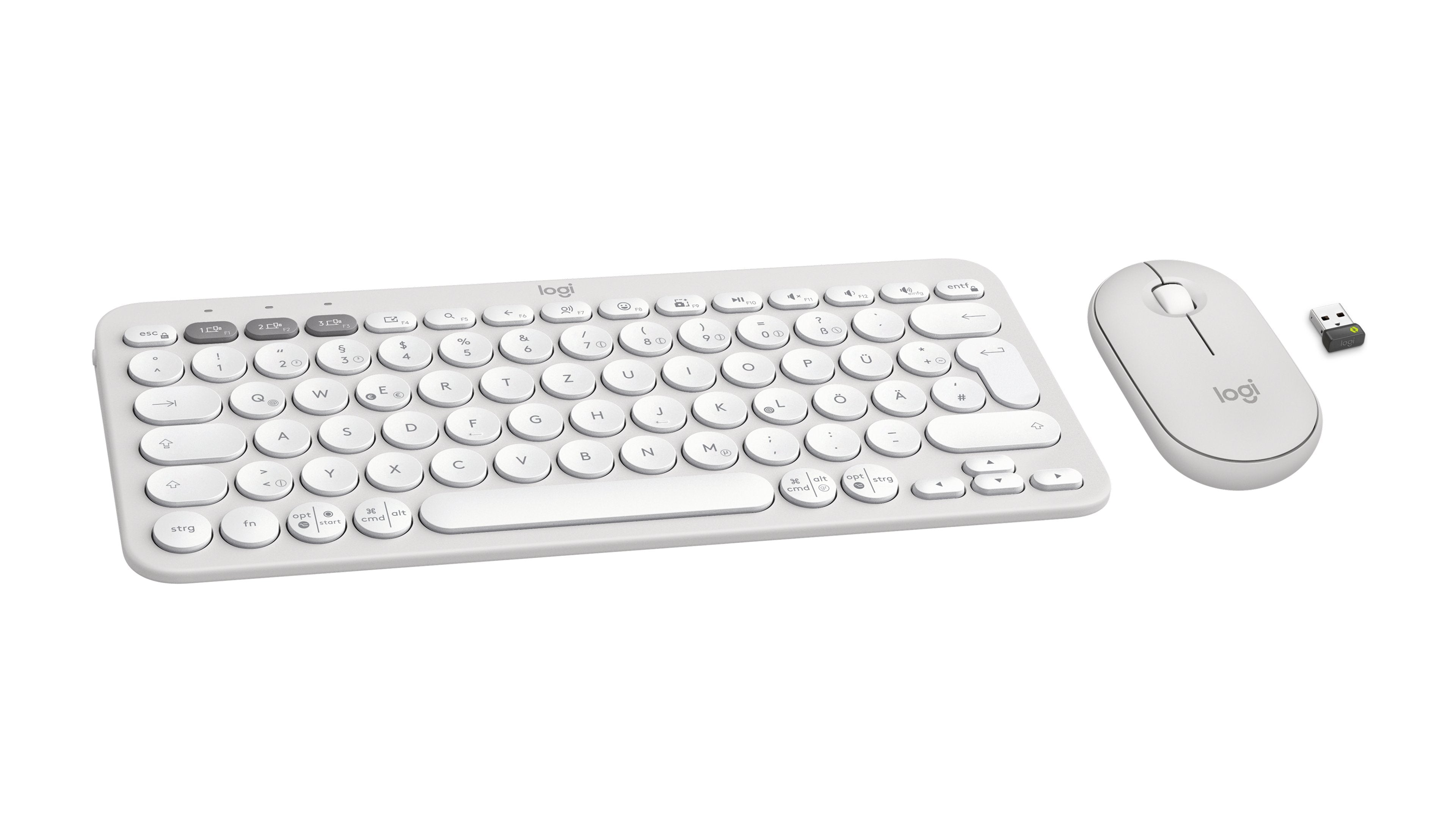 EAN 5099206115767 - Logitech 920-012204 teclado Ratón incluido Universal RF Wireless + Bluetooth QWERTZ Alemán Blanco imagen 3