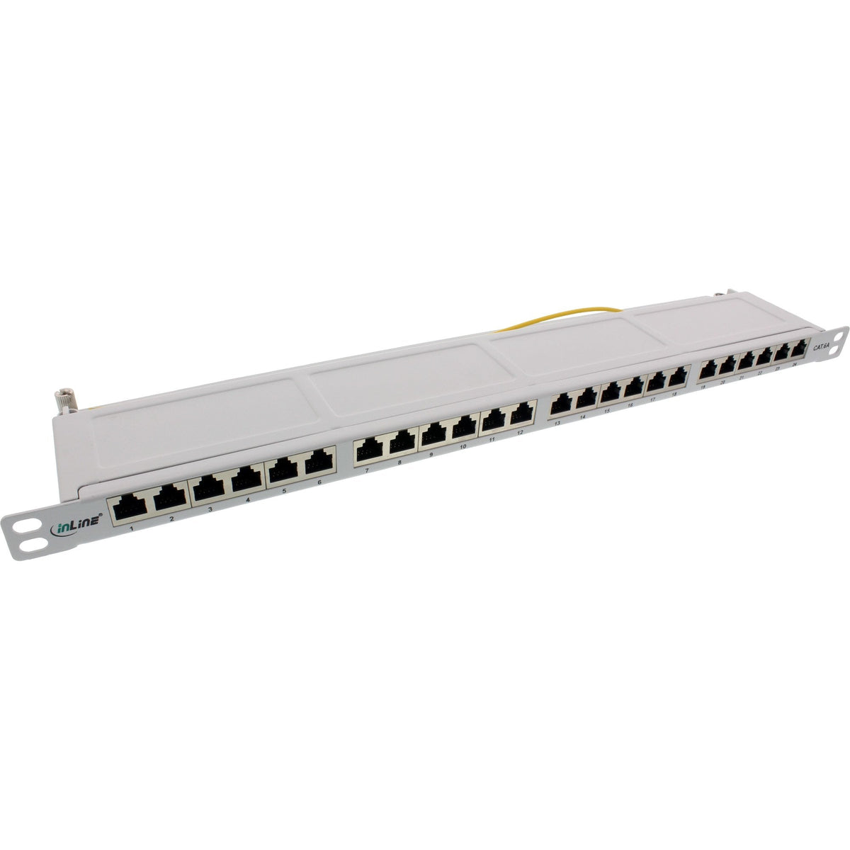 Patch Panel Inline 19" Cat.6a 24 Puertos 0.5u Gris Claro Ral7035