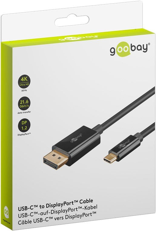 EAN 4040849757051 - Goobay 75705 adaptador de cable de vídeo 2 m USB Tipo C DisplayPort Negro imagen 3