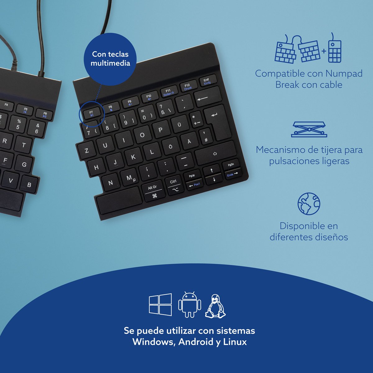 EAN 8719274490791 - R-Go Tools RGOSP-DEWIBL teclado Universal USB Alemán imagen 12
