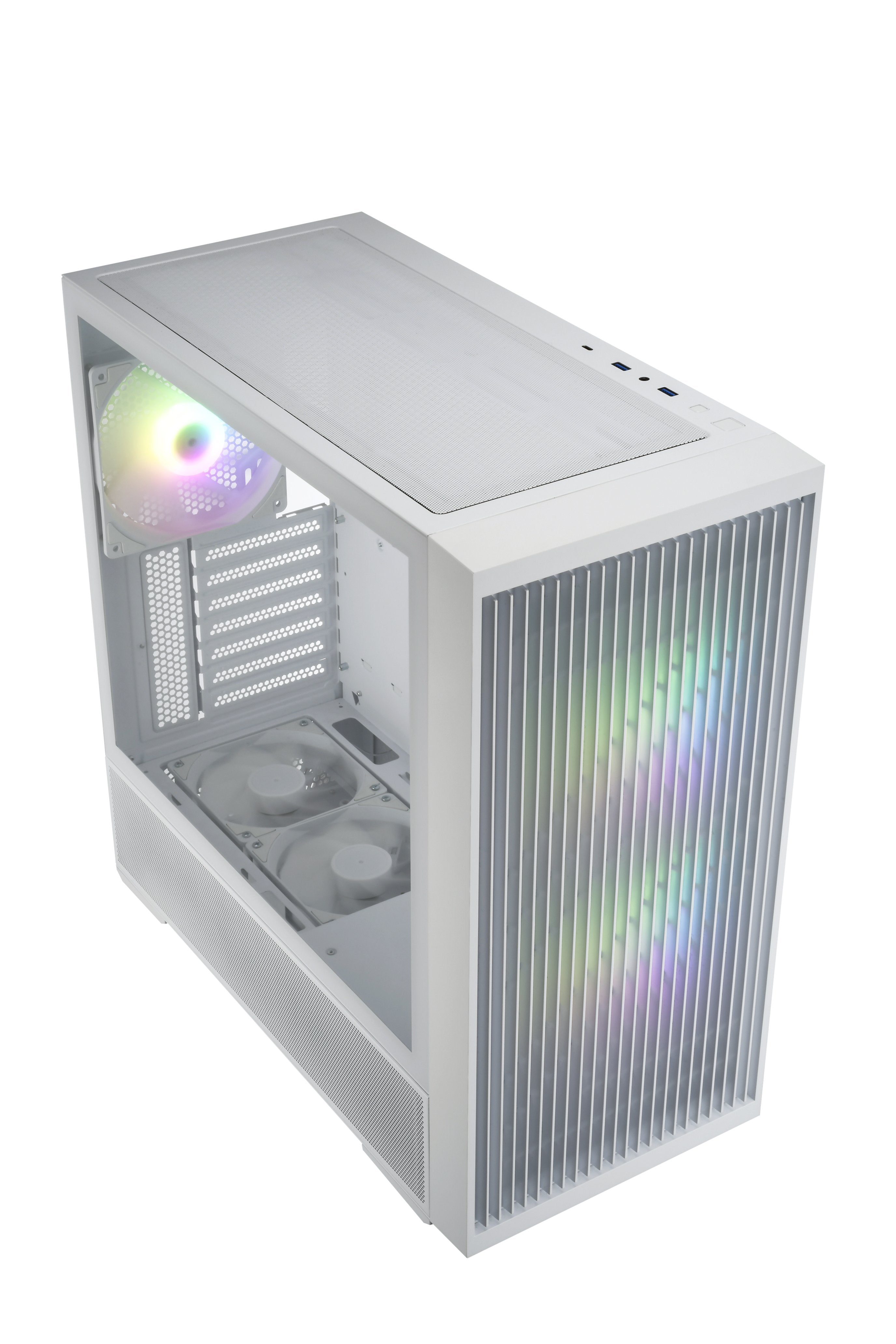 Caja Atx Fsp M330 Cristal Templado Frontal Mesh 4 Ventiladores Disipador Max 185mm Gpu Max 400mm Bla