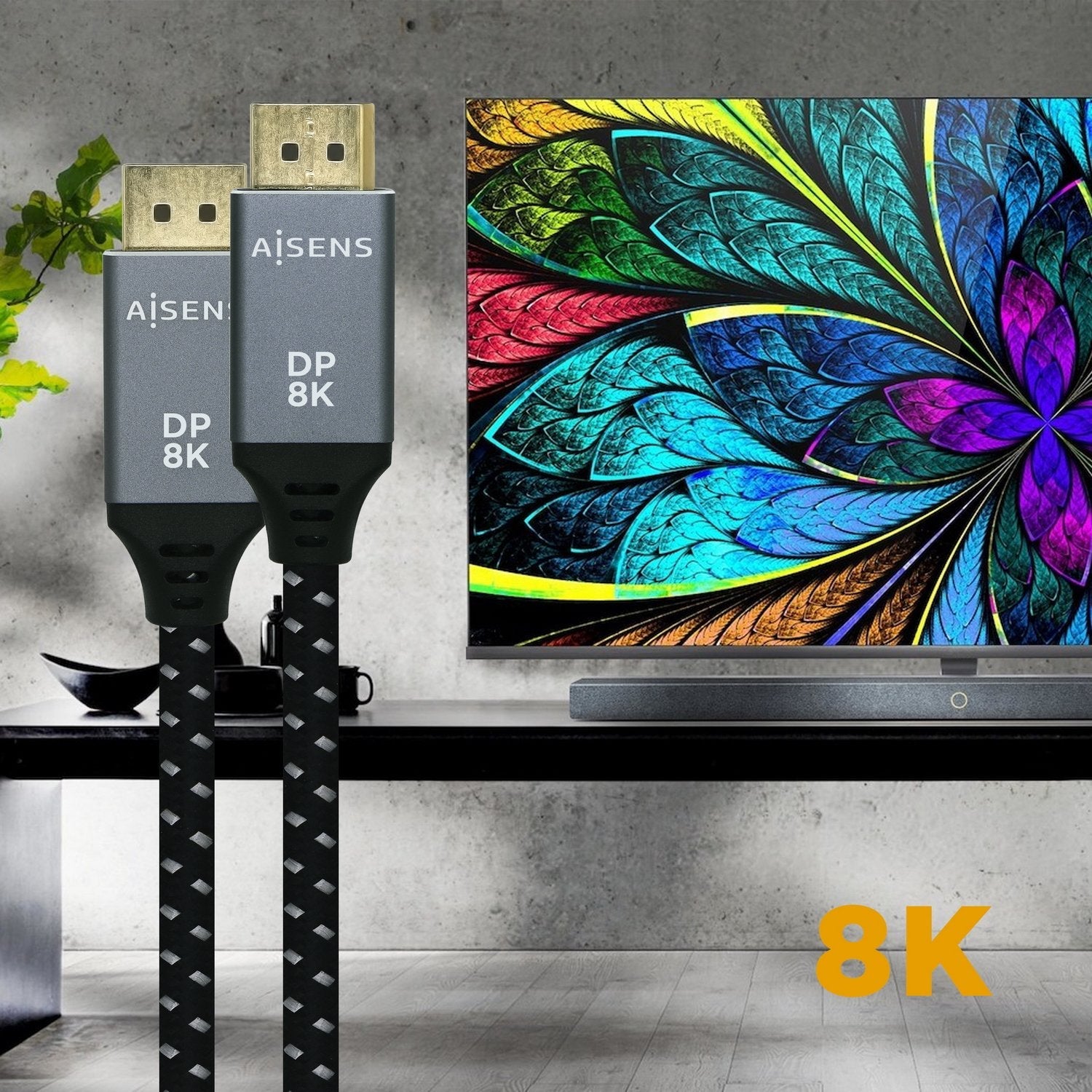Aisens Cable Displayport V1.4 8k@60hz - Dp/M-Dp/M - 3m - Gris