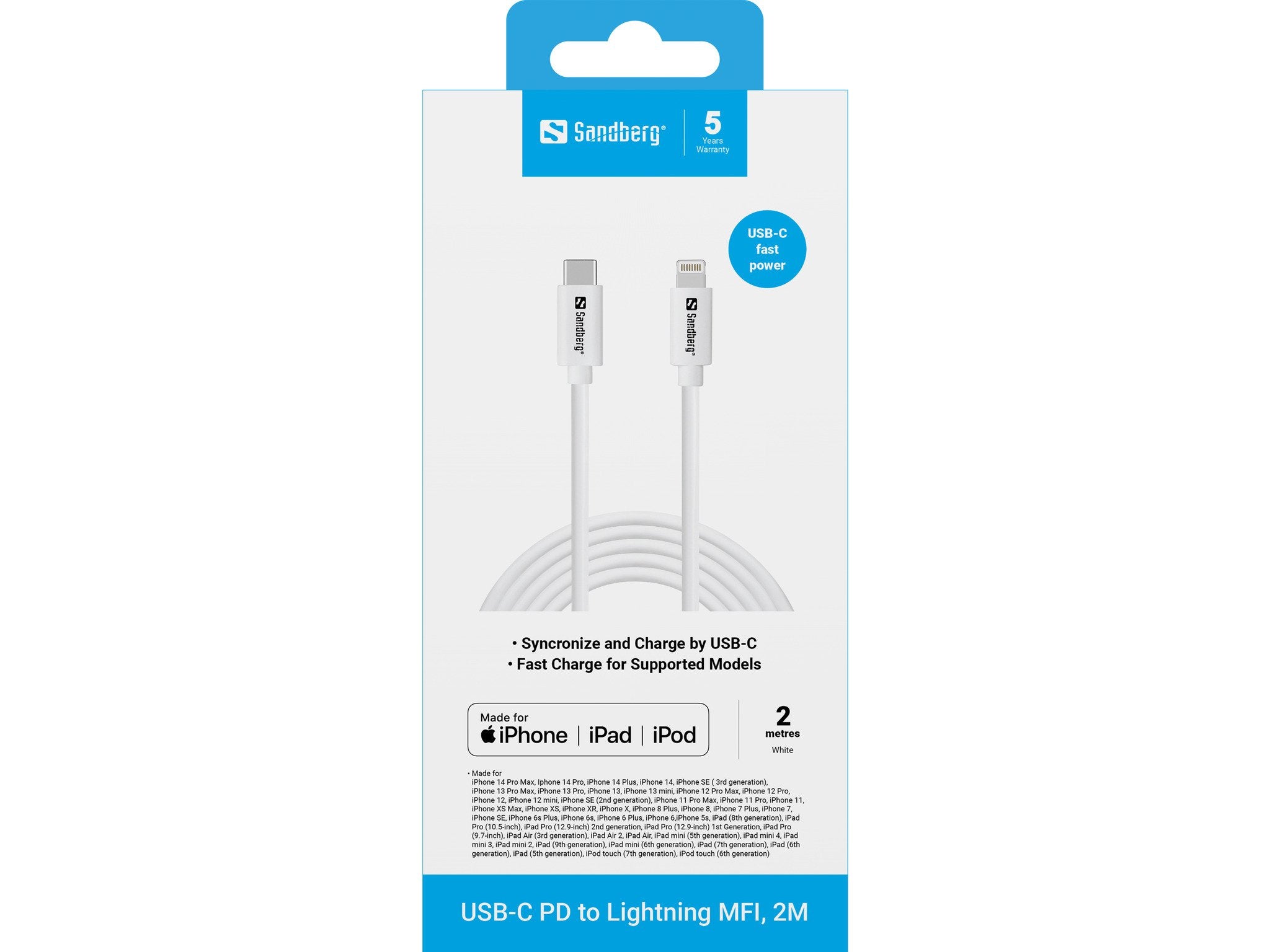 EAN 5705730136597 - Sandberg 136-59 cable de conector Lightning 2 m Blanco imagen 2