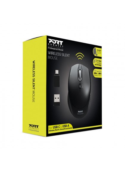 Port Designs 900713 Ratón Rf Wireless+Usb Type-C 1600 Dpi Ambidextro